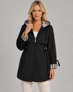 Women's Hooded Trench Coat - Check Lined