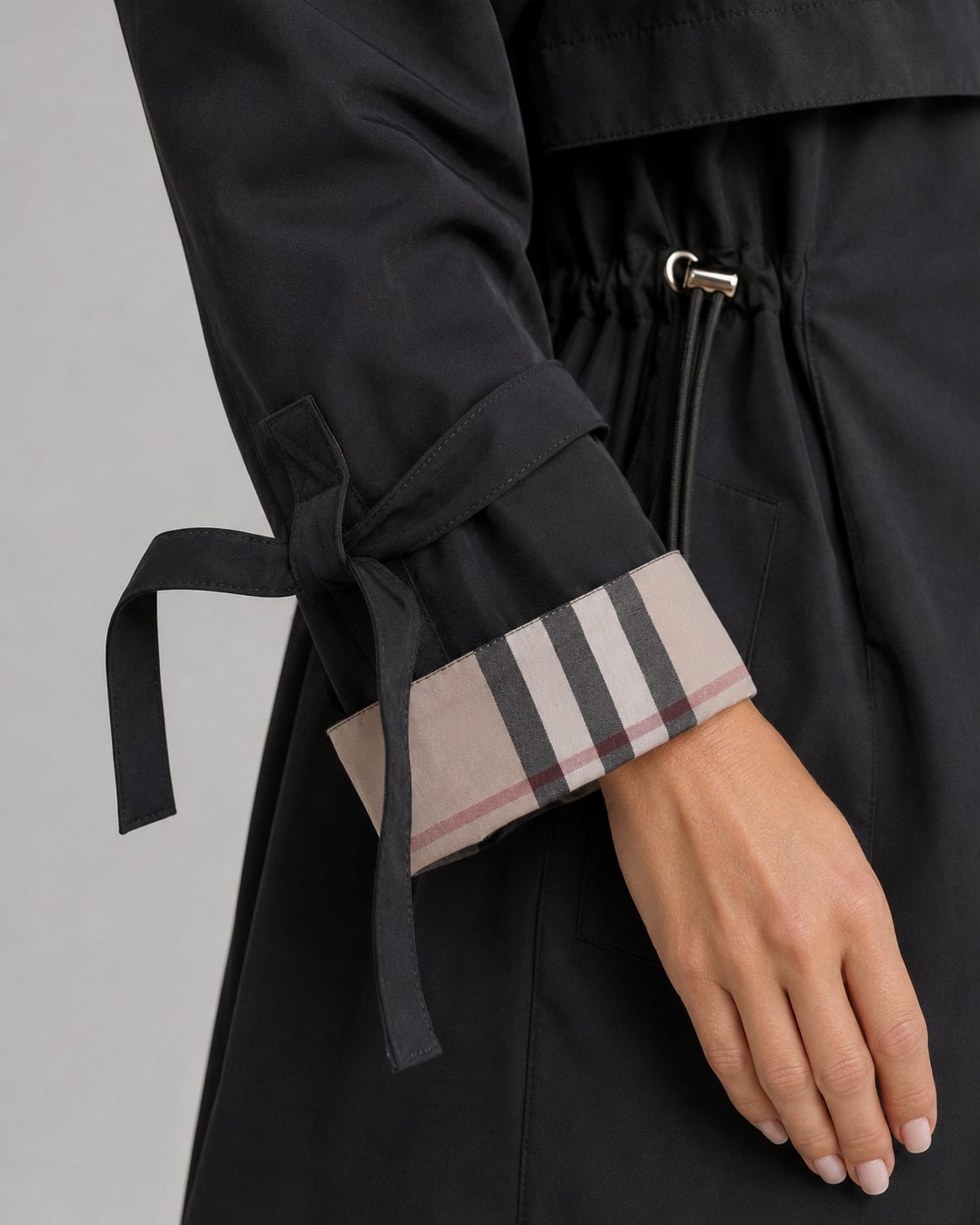 Women's Hooded Trench Coat - Check Lined