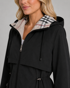 Women's Hooded Trench Coat - Check Lined
