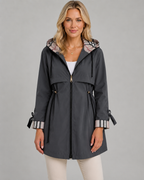 Women's Hooded Trench Coat - Check Lined
