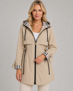 Women's Hooded Trench Coat - Check Lined