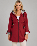 Women's Hooded Trench Coat - Check Lined