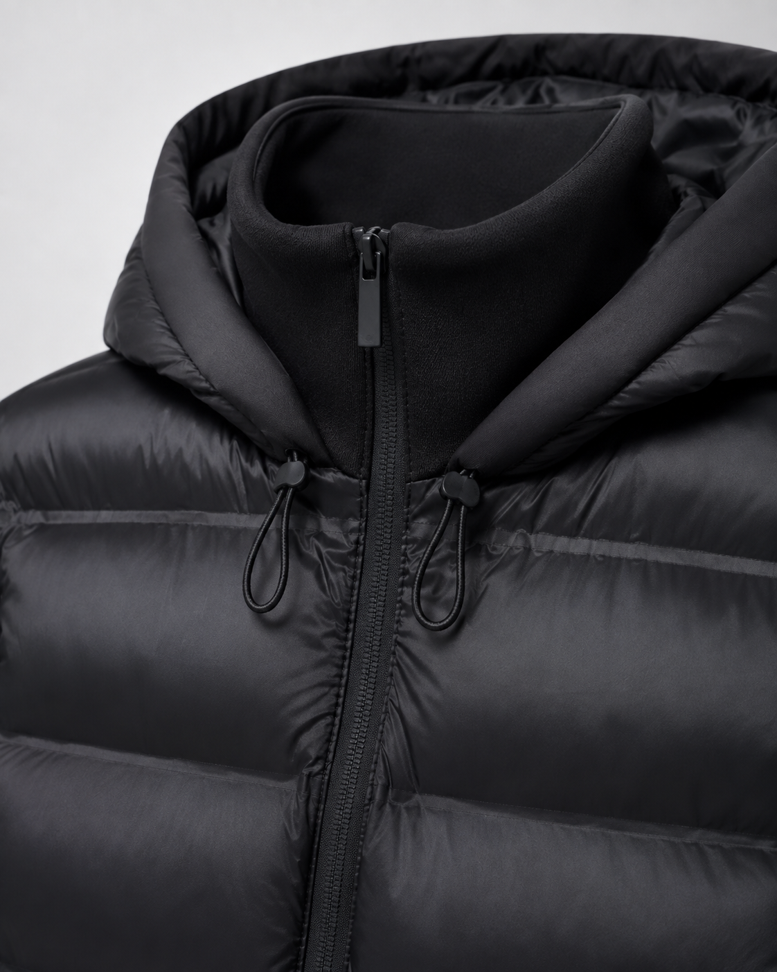 Women's Full-Zip Hybrid Puffer Jacket with Jersey Sleeves