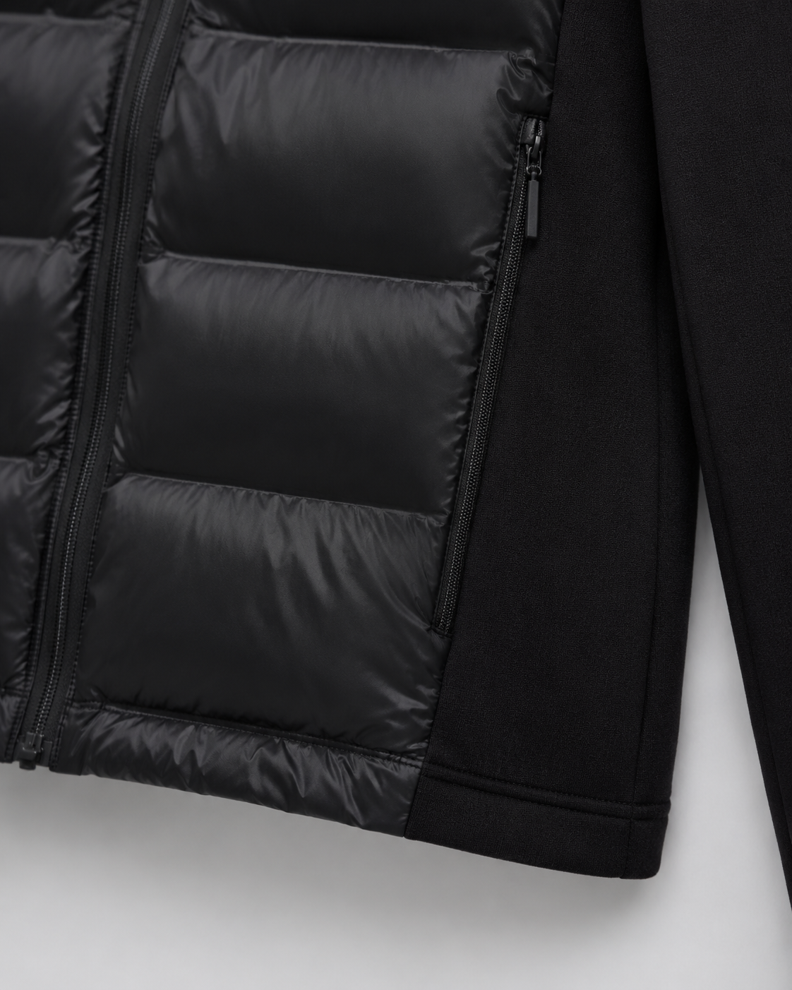 Women's Full-Zip Hybrid Puffer Jacket with Jersey Sleeves