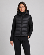 Women's Full-Zip Hybrid Puffer Jacket with Jersey Sleeves