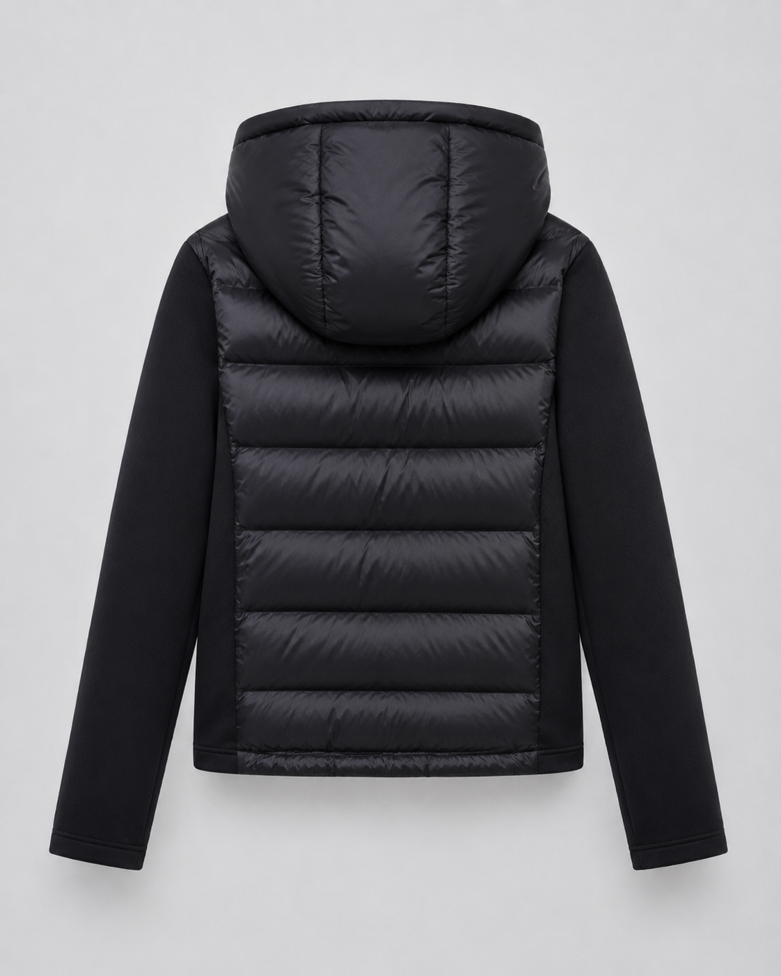 Women's Full-Zip Hybrid Puffer Jacket with Jersey Sleeves