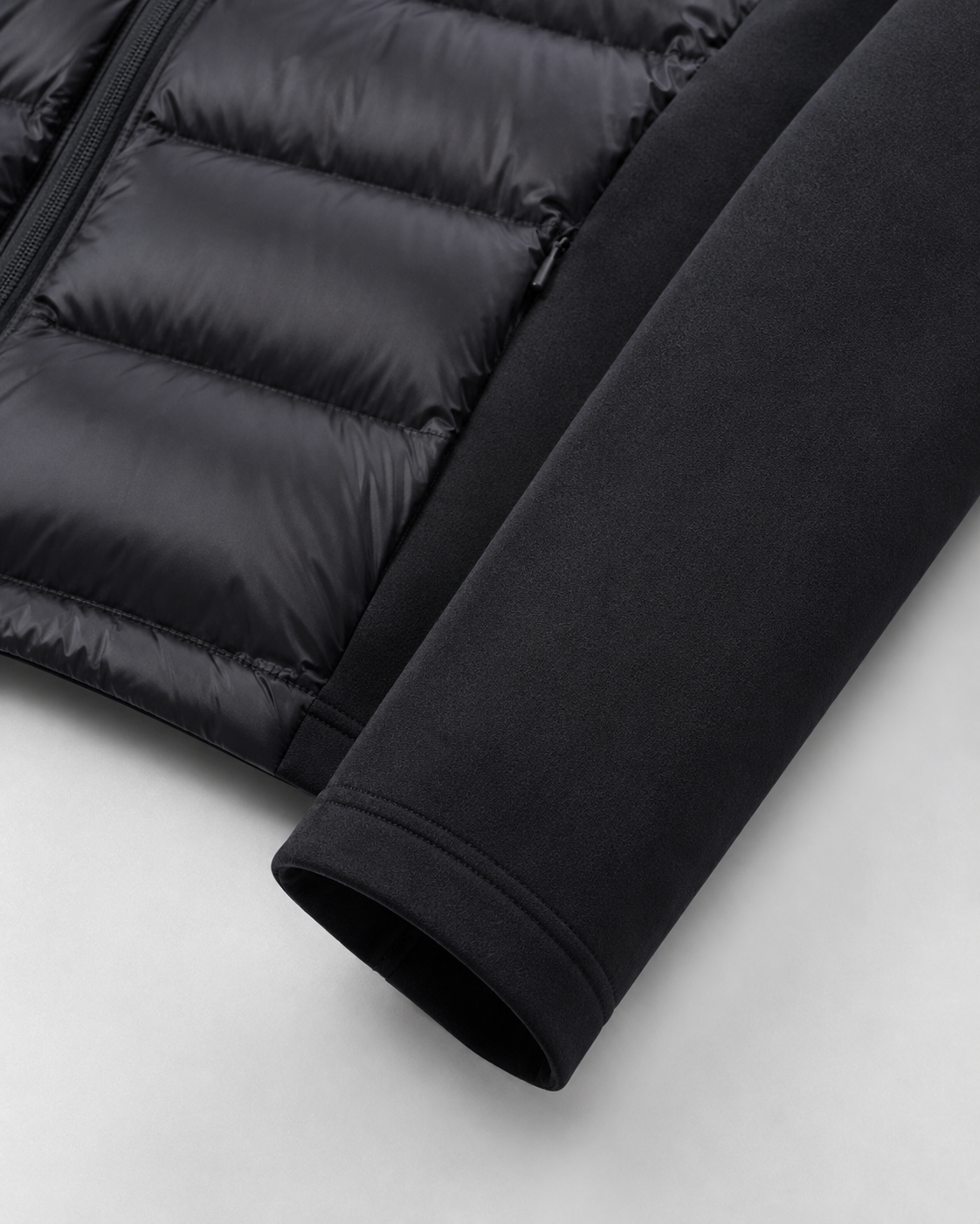 Women's Full-Zip Hybrid Puffer Jacket with Jersey Sleeves