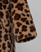 Women's Leopard Print Faux Fur Coat Longline Relaxed Fit