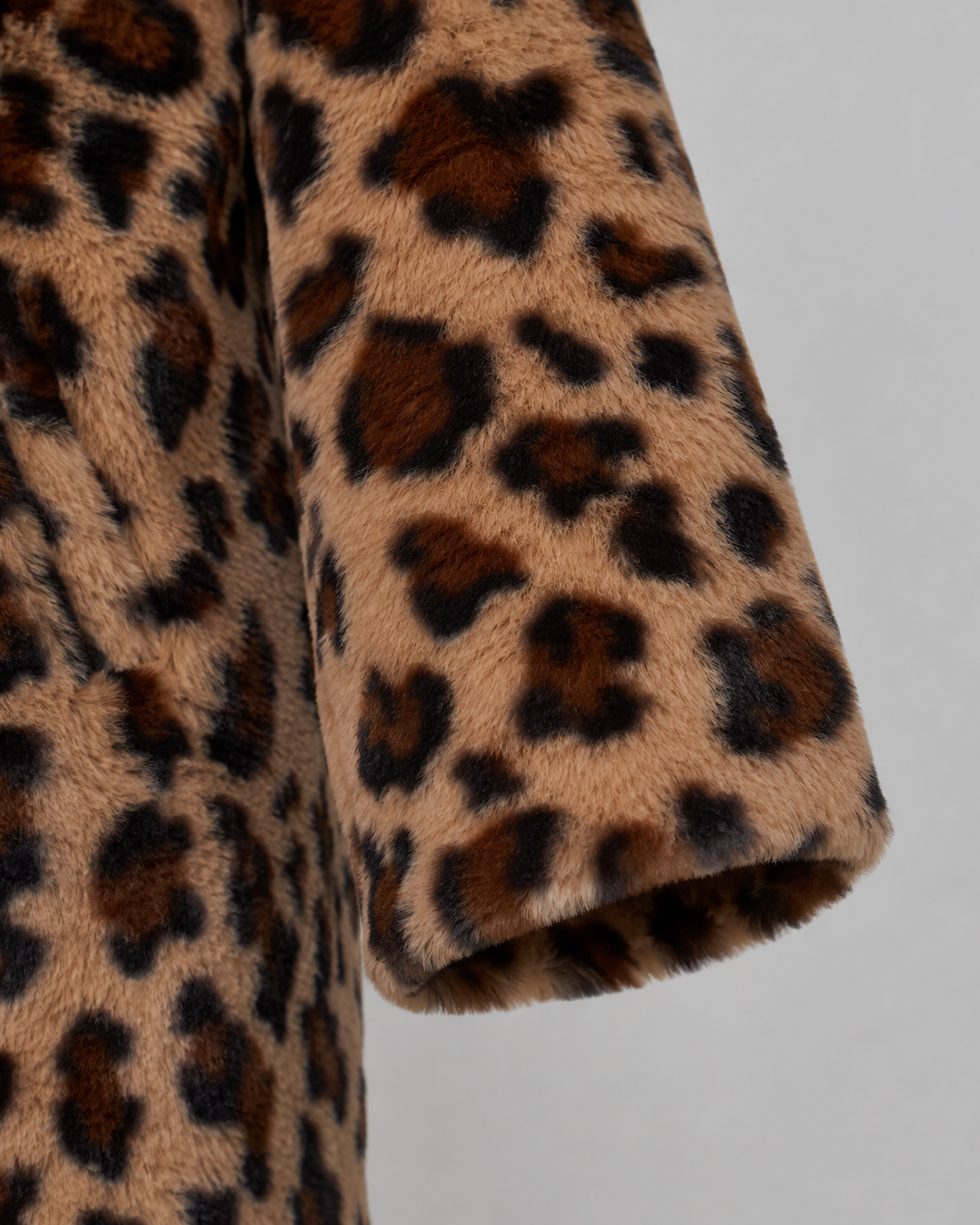 Women's Leopard Print Faux Fur Coat Longline Relaxed Fit