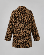 Women's Leopard Print Faux Fur Coat Longline Relaxed Fit