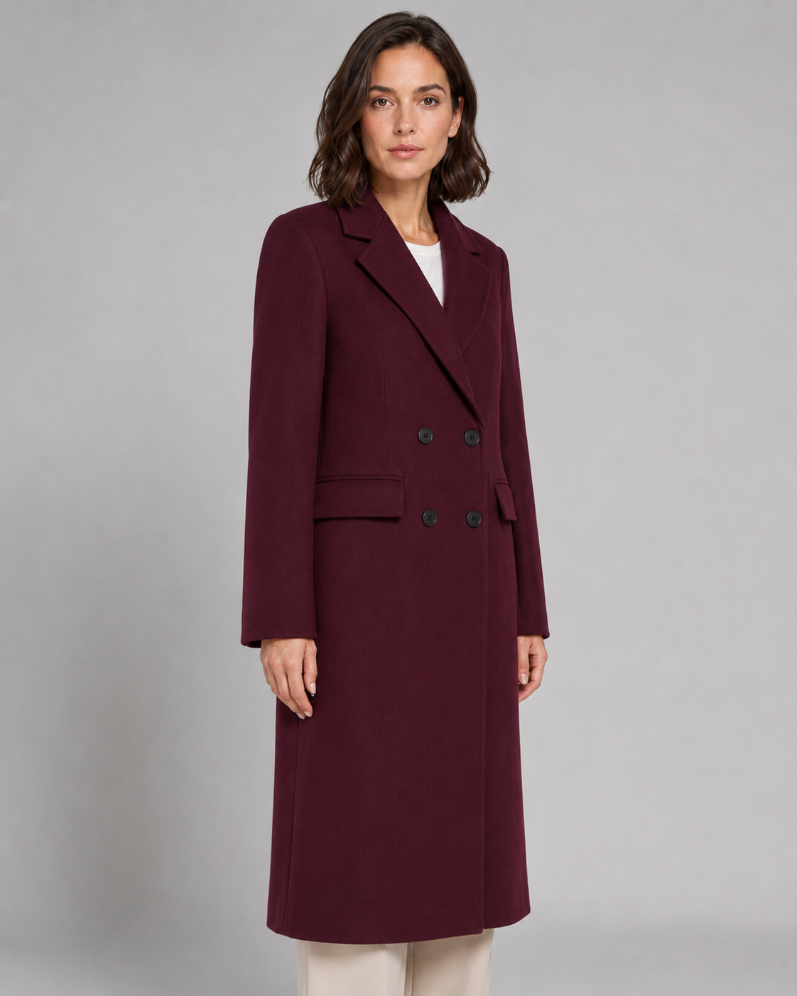 Women's Long Double-Breasted Tailored Winter Coat
