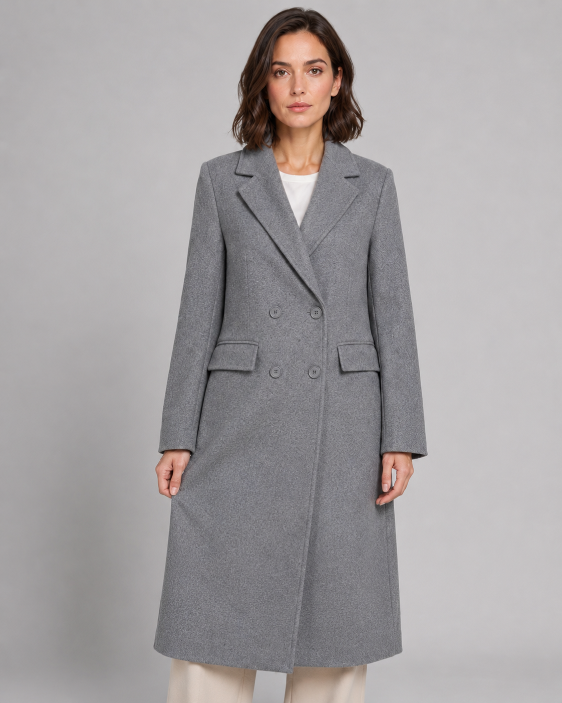 Women's Long Double-Breasted Tailored Winter Coat