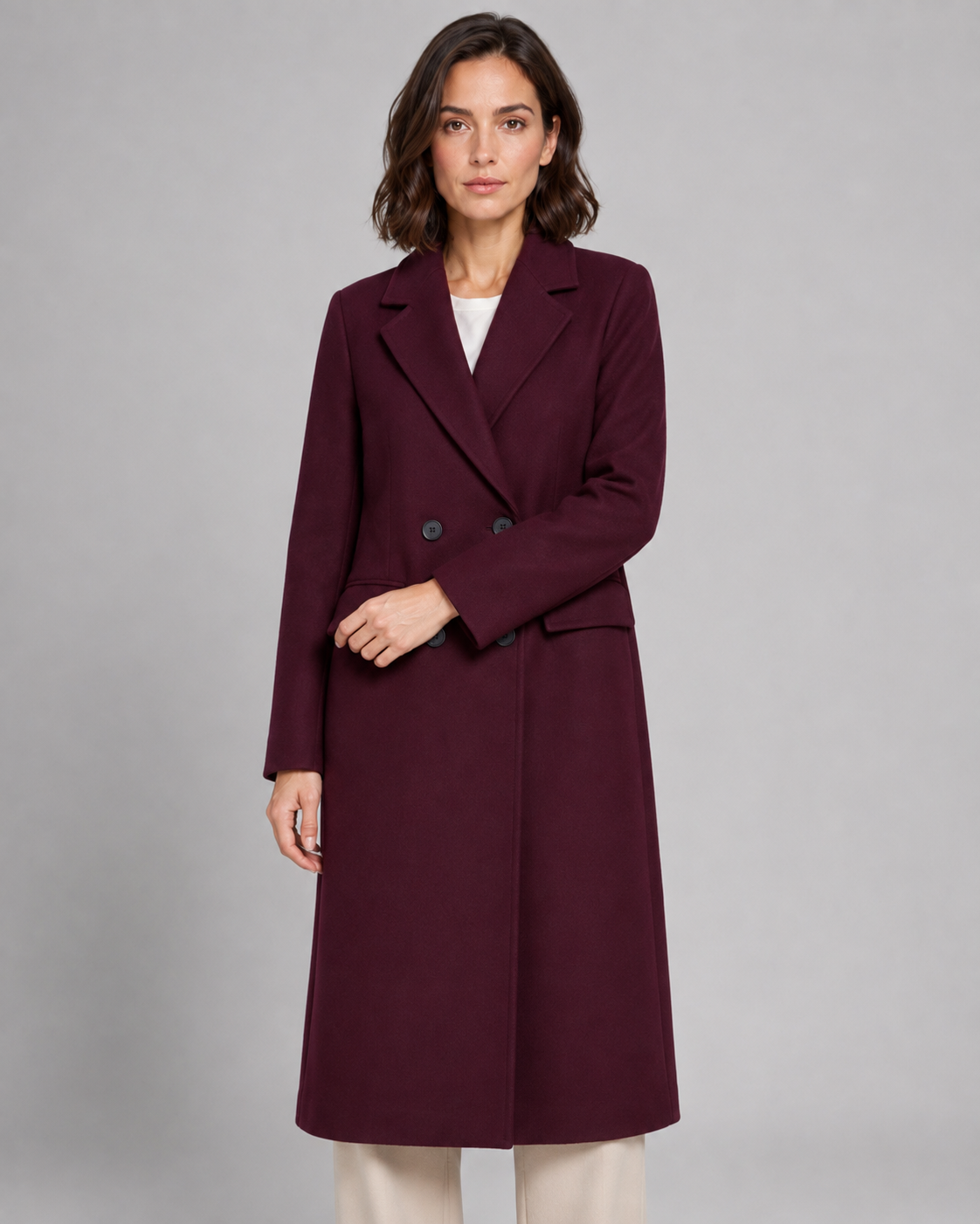 Women's Long Double-Breasted Tailored Winter Coat