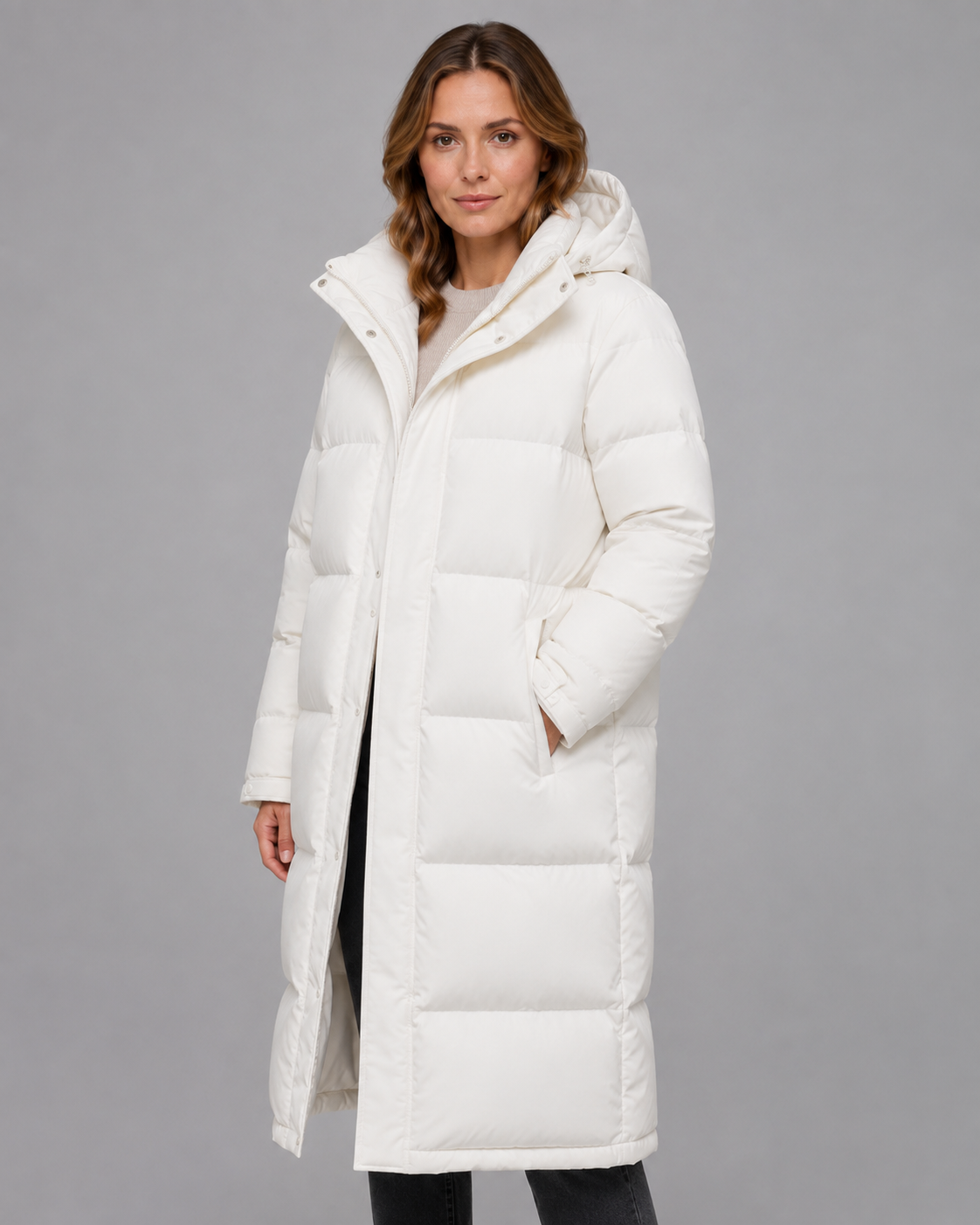 Women's Longline Hooded Parka with Concealed Zip