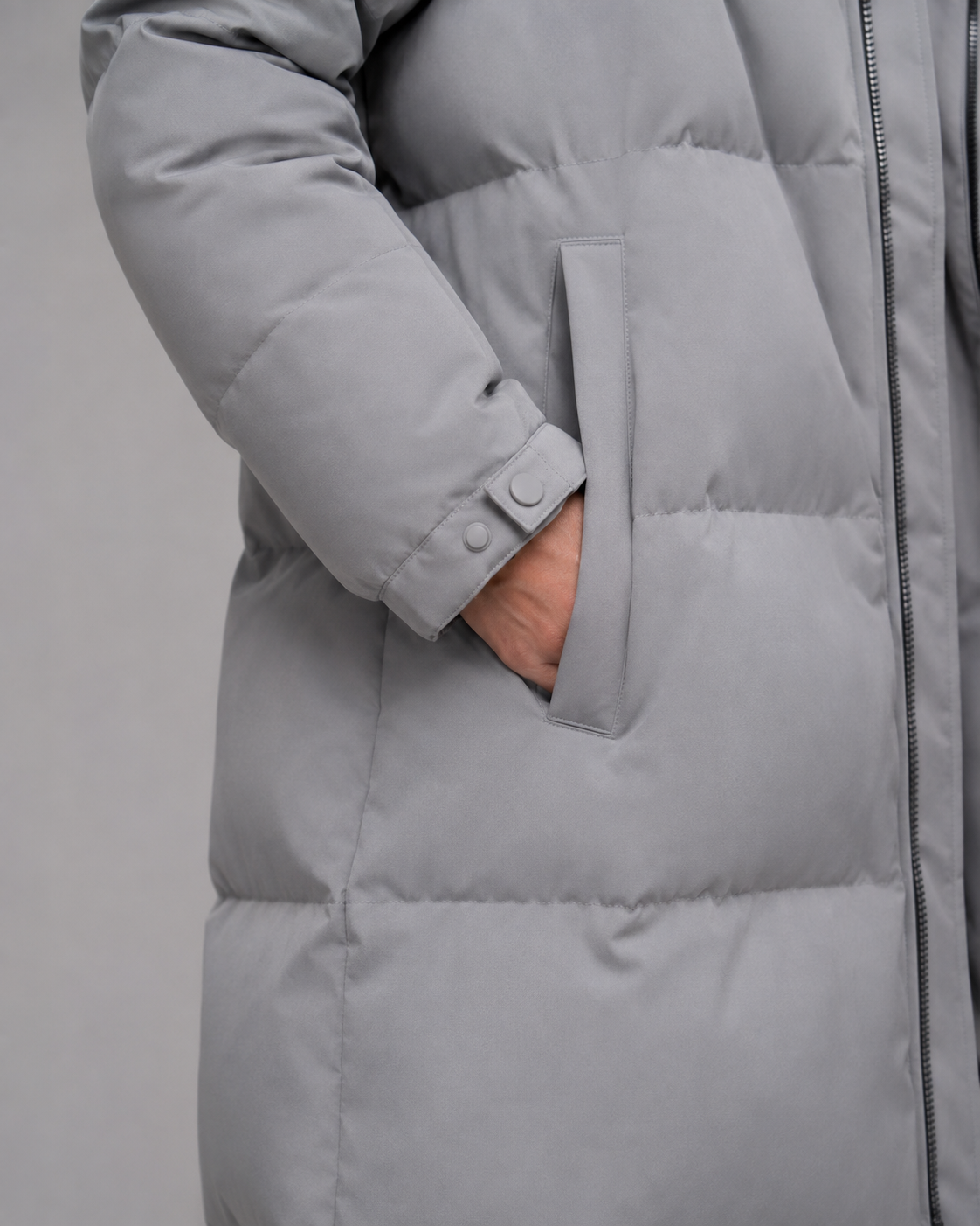 Women's Longline Hooded Parka with Concealed Zip