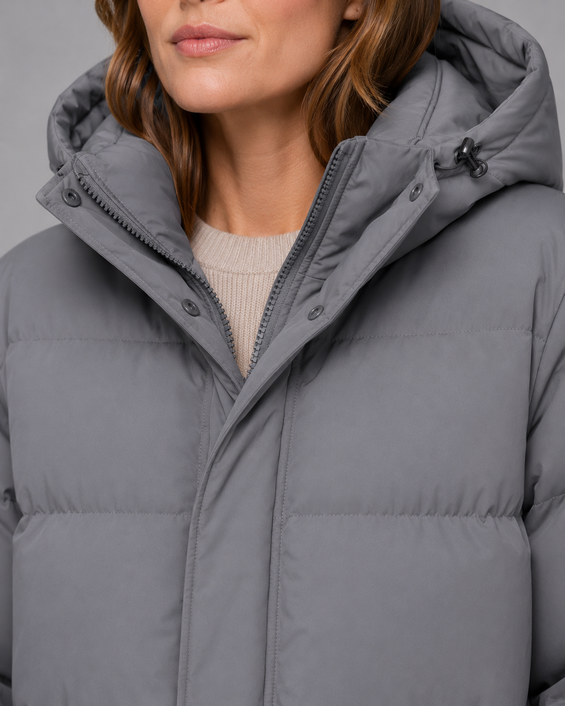 Women's Longline Hooded Parka with Concealed Zip