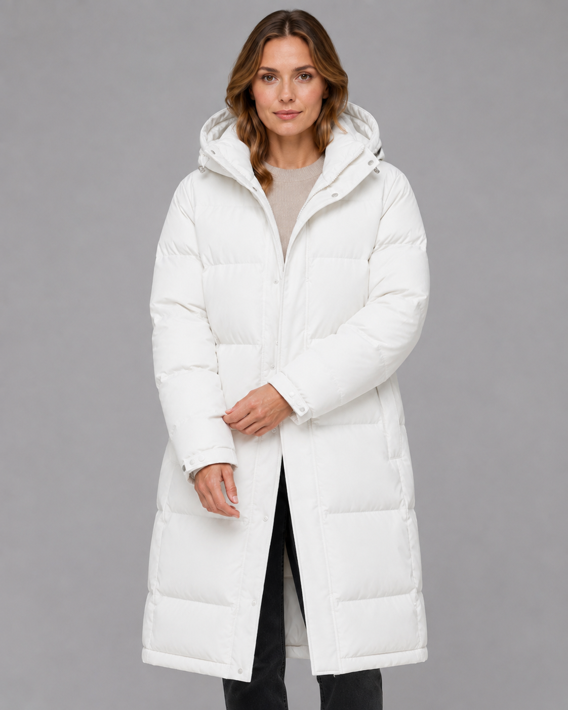 Women's Longline Hooded Parka with Concealed Zip