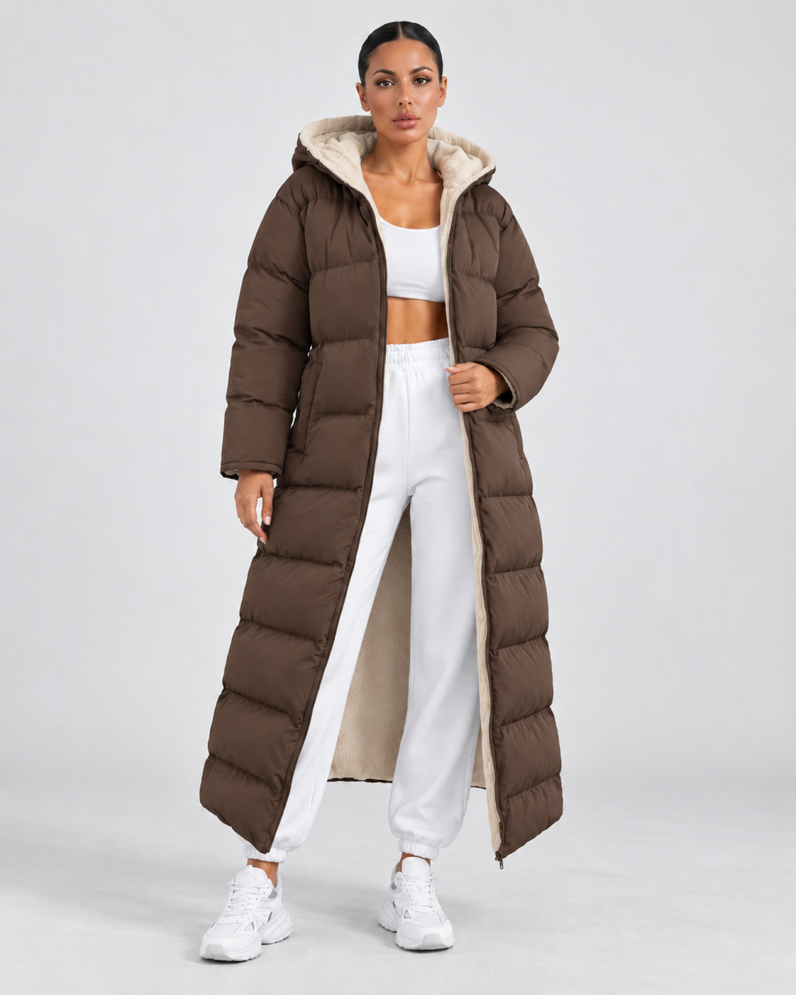 Women's Maxi Puffer Coat Plush Lined Hooded Full Zip