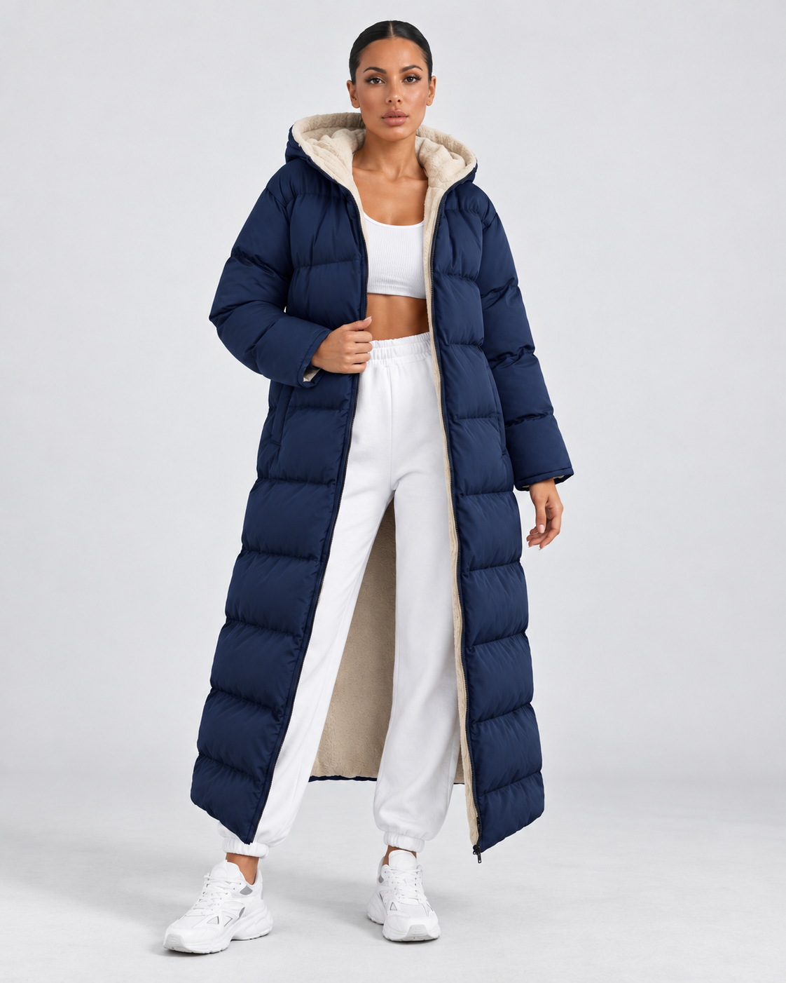 Women's Maxi Puffer Coat Plush Lined Hooded Full Zip