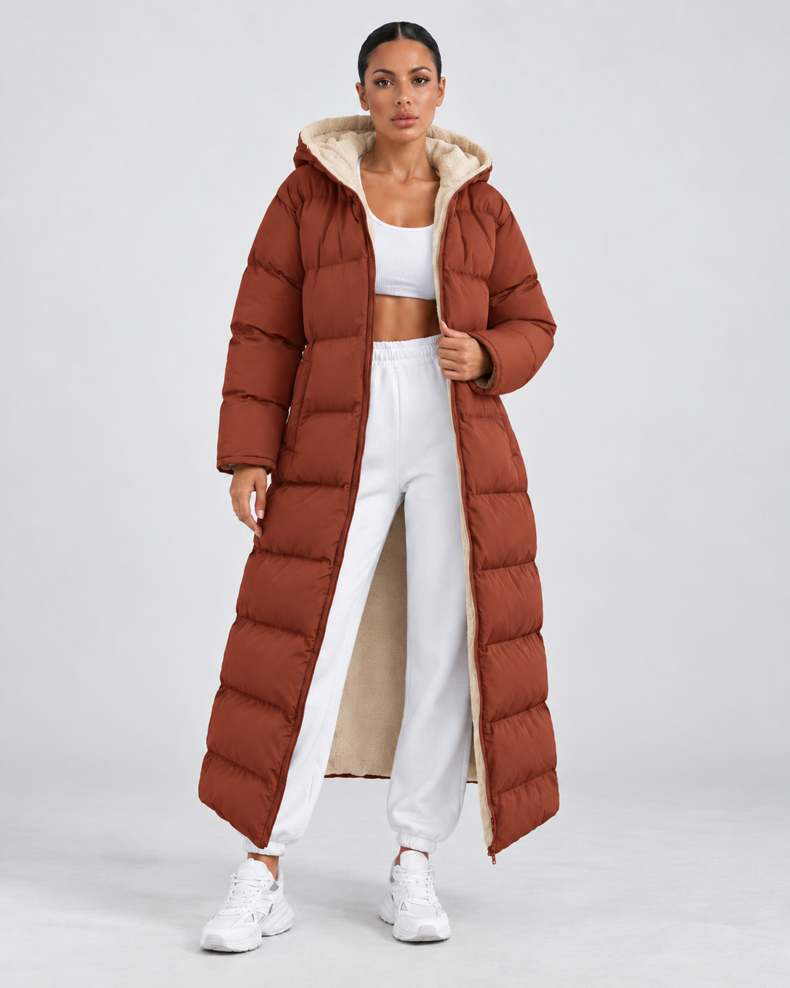 Women's Maxi Puffer Coat Plush Lined Hooded Full Zip