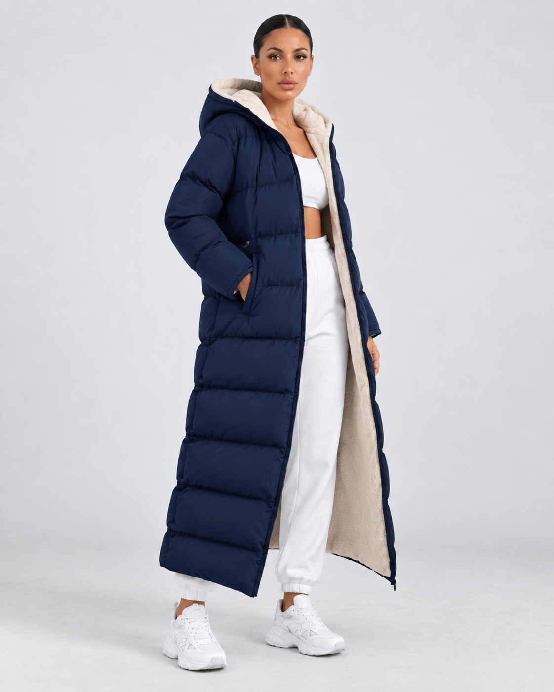 Women's Maxi Puffer Coat Plush Lined Hooded Full Zip
