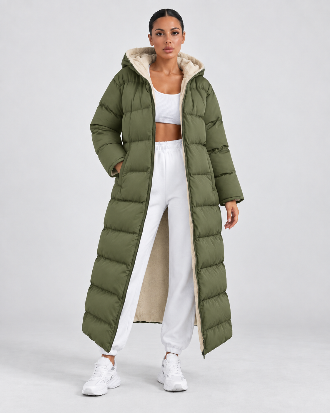 Women's Maxi Puffer Coat Plush Lined Hooded Full Zip