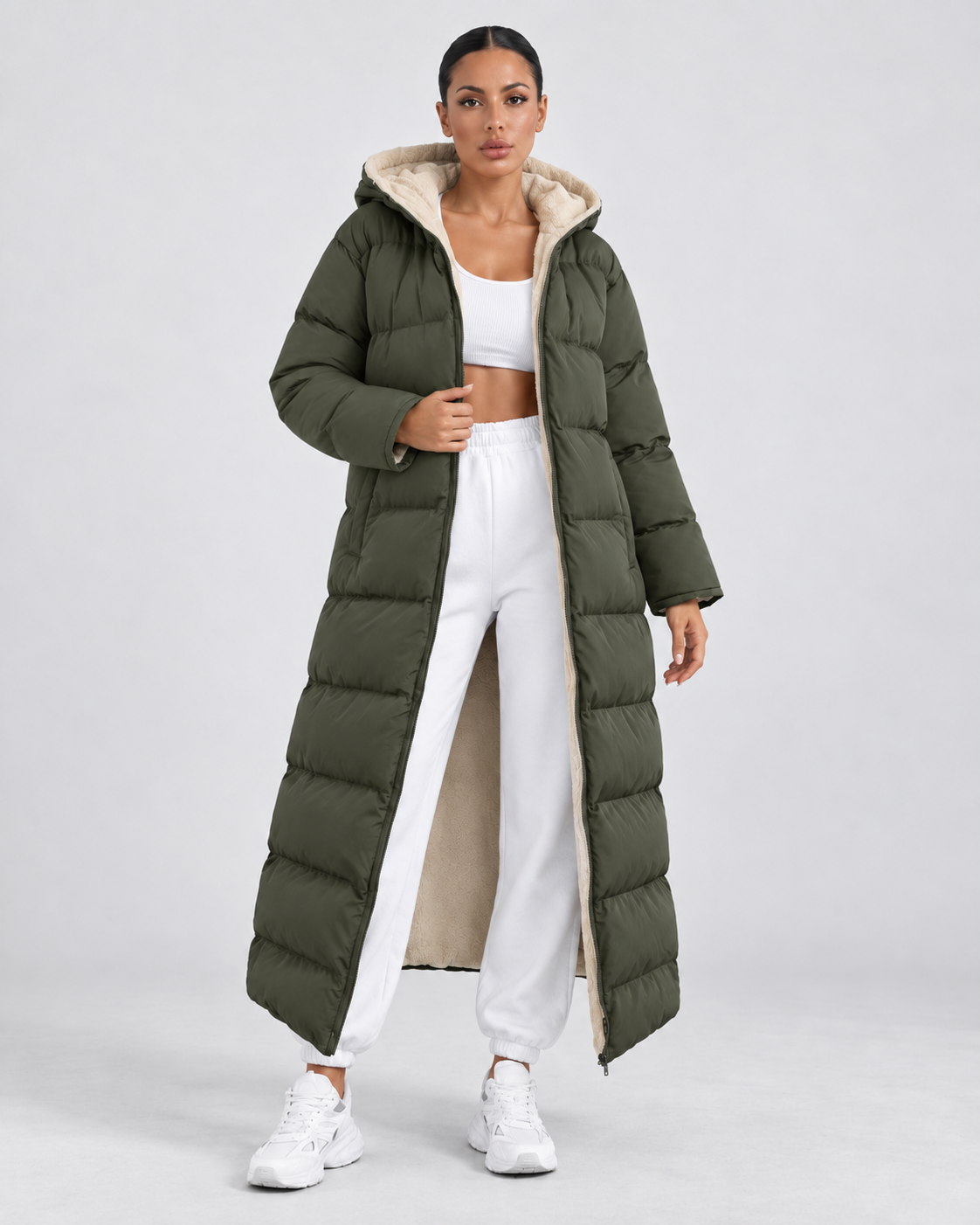 Women's Maxi Puffer Coat Plush Lined Hooded Full Zip