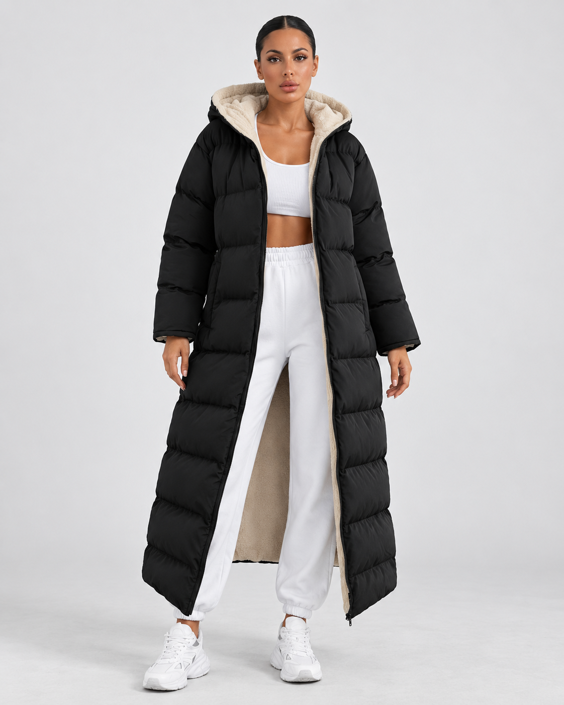 Women's Maxi Puffer Coat Plush Lined Hooded Full Zip