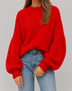 Women's Chunky Balloon-Sleeve Crewneck Sweater