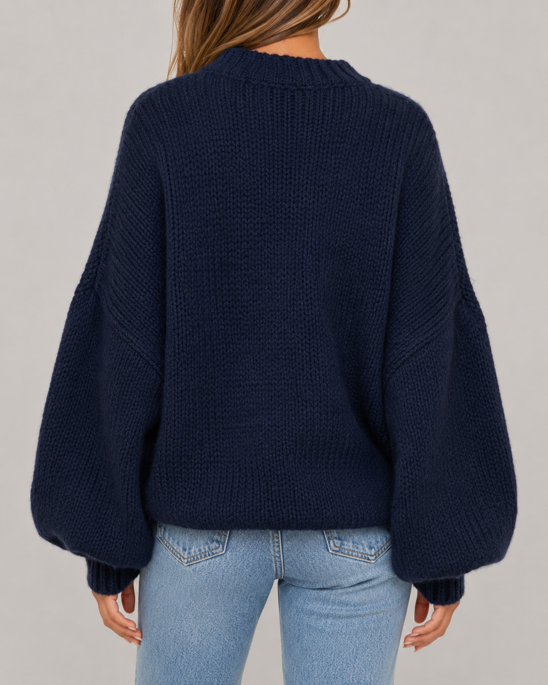 Women's Chunky Balloon-Sleeve Crewneck Sweater