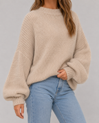 Women's Chunky Balloon-Sleeve Crewneck Sweater