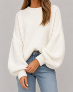 Women's Chunky Balloon-Sleeve Crewneck Sweater