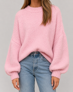 Women's Chunky Balloon-Sleeve Crewneck Sweater