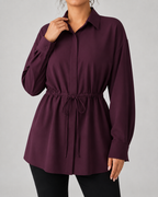 Women's Oversized Longline Drawstring Shirt