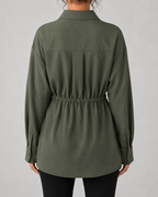 Women's Oversized Longline Drawstring Shirt