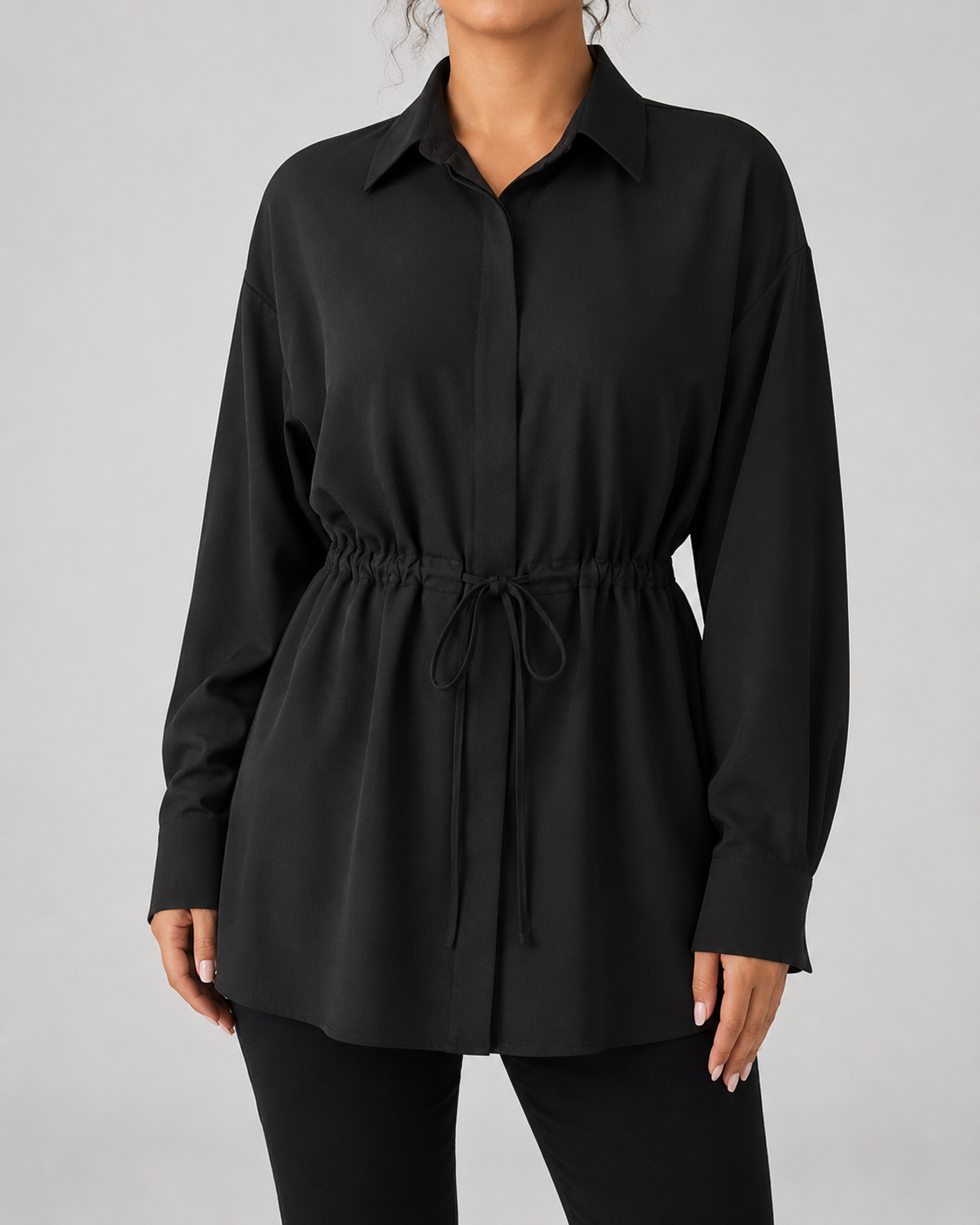 Women's Oversized Longline Drawstring Shirt