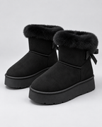 Women's Platform Snow Boots Fur Cuff Suede Finish