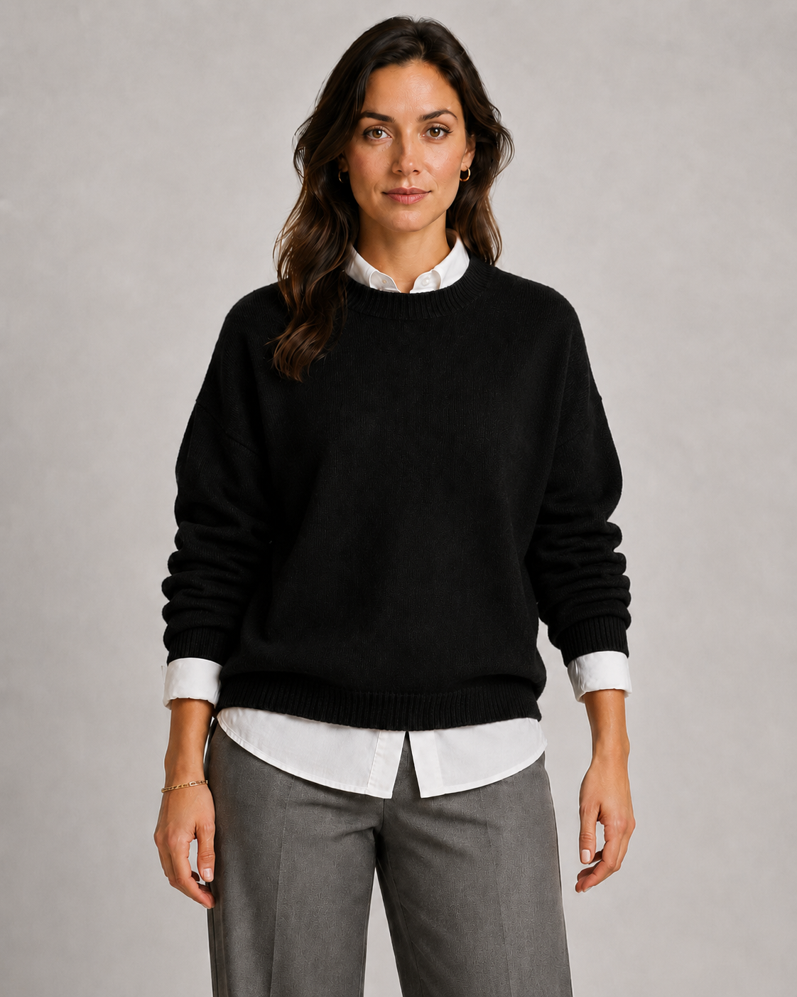 Women's Ribbed-Trim Crewneck Sweater