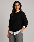 Women's Ribbed-Trim Crewneck Sweater