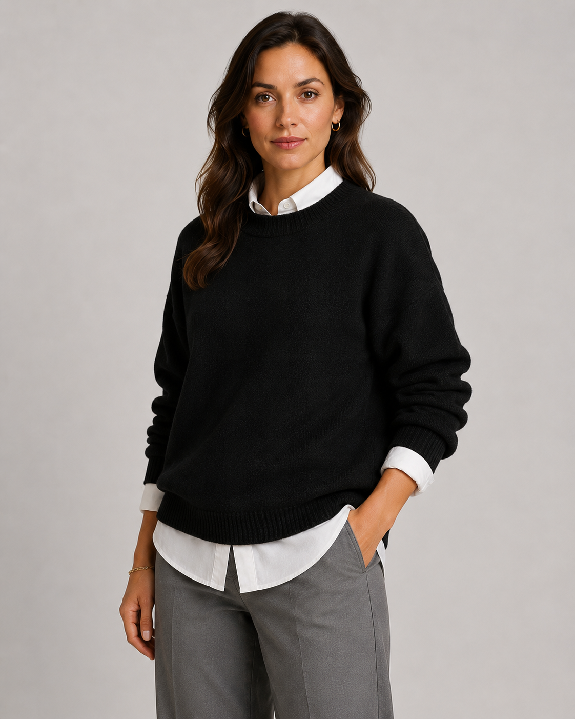 Women's Ribbed-Trim Crewneck Sweater