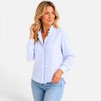 Women's Ruffle Collar Striped Blouse