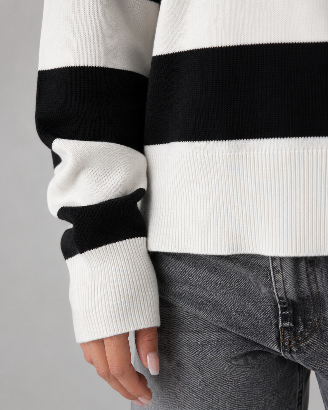 Women's Rugby Stripe Button-Placket Polo Sweater