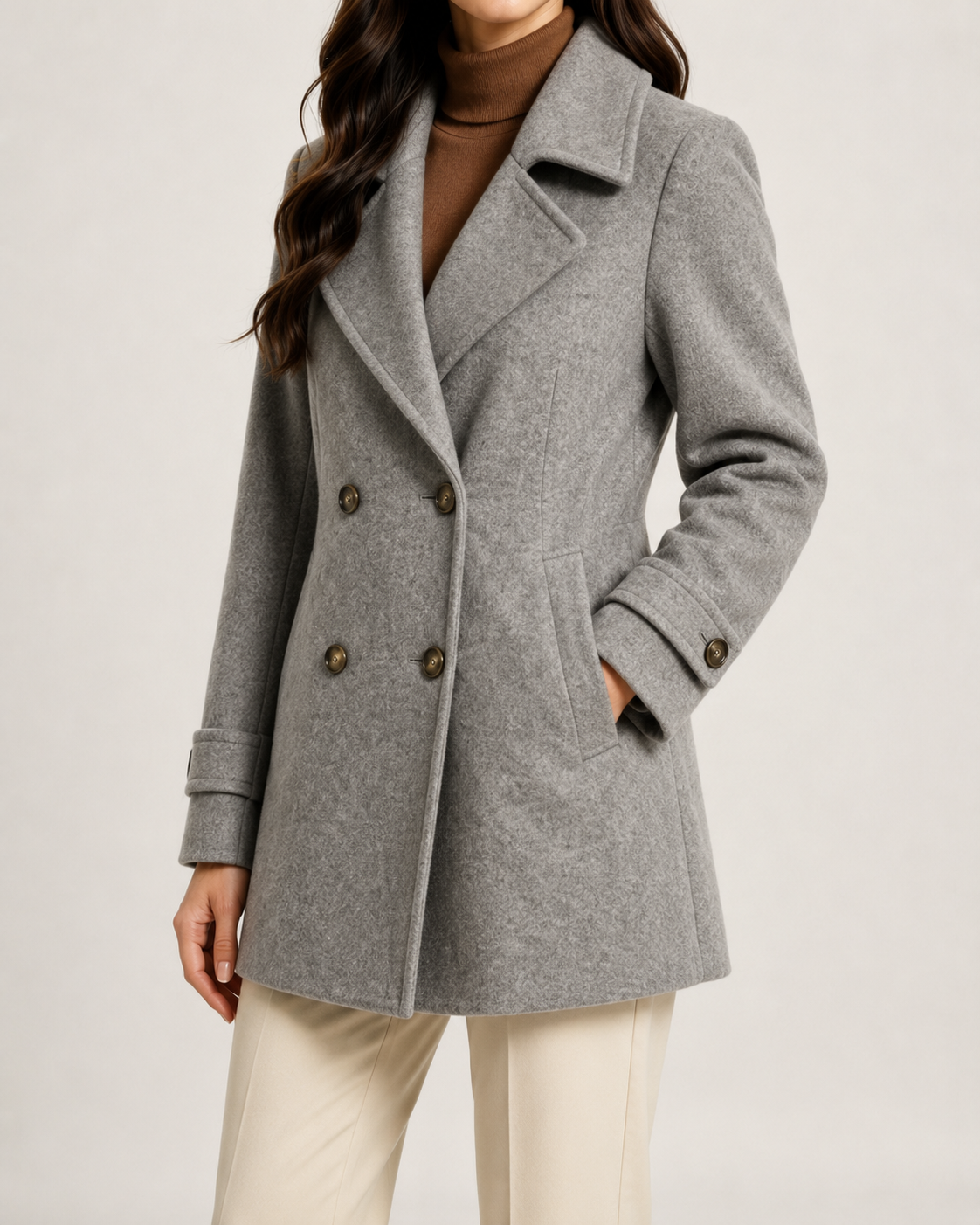 Women's Short Notch-Lapel Double-Breasted Coat