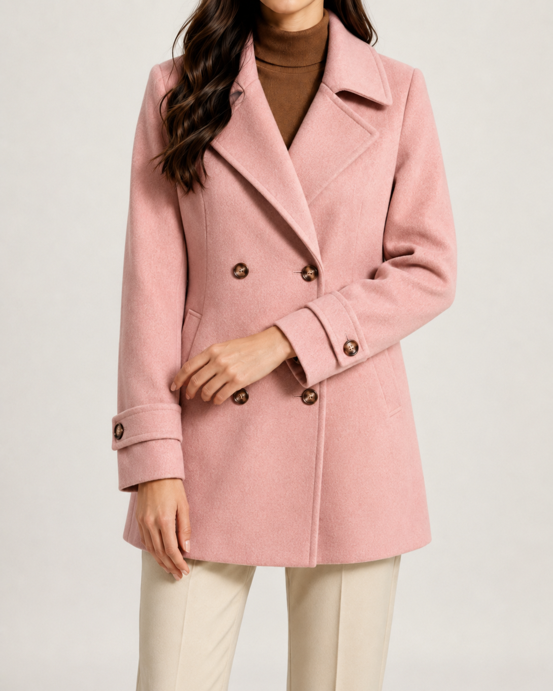 Women's Short Notch-Lapel Double-Breasted Coat