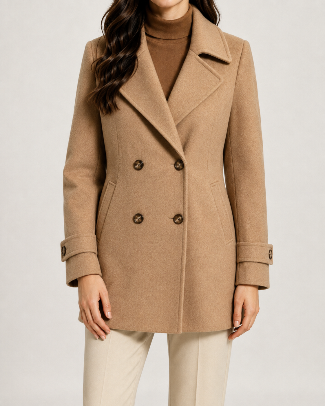 Women's Short Notch-Lapel Double-Breasted Coat
