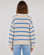 Women's Wool Stripe Polo Collar Sweater