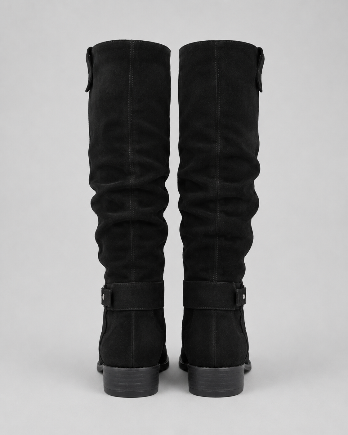 Women's Suede Knee-High Boots Low Block Heel Side Zip