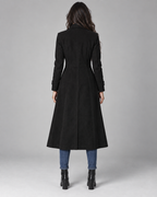 Women's Suede Long Coat - Notch Lapel Tailored Fit