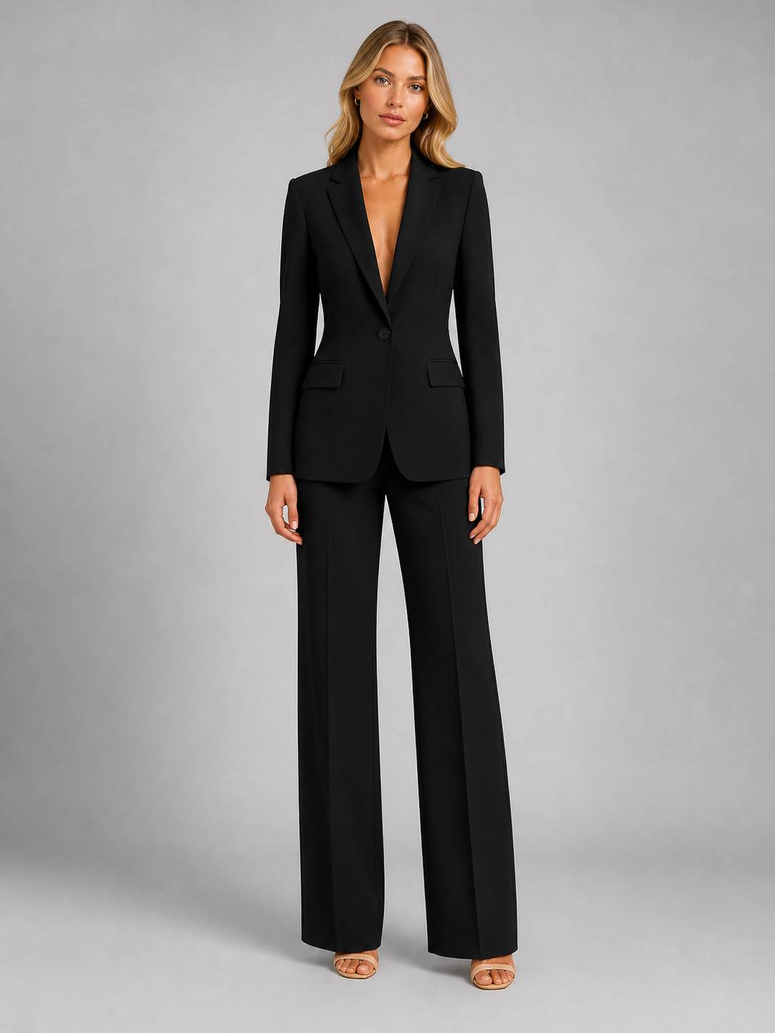 Women's Tailored Blazer & Wide-Leg Pants Set