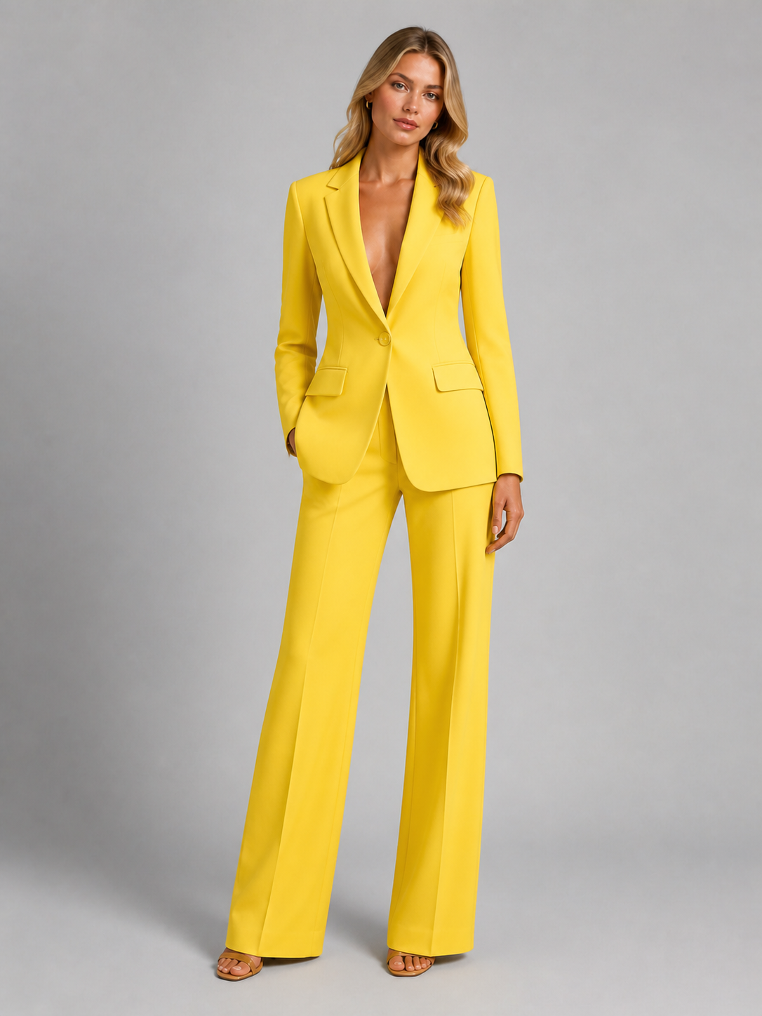 Women's Tailored Blazer & Wide-Leg Pants Set